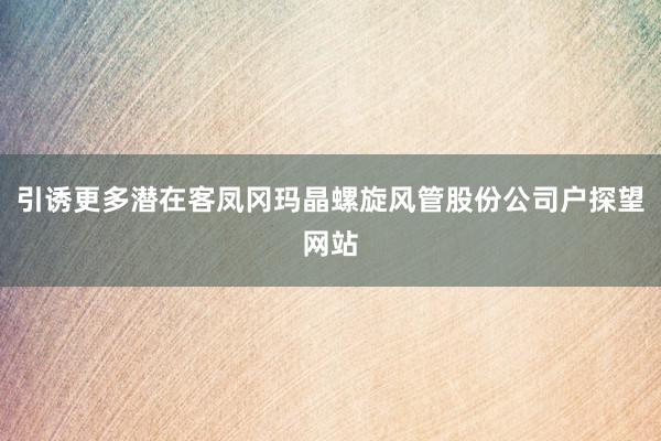 引诱更多潜在客凤冈玛晶螺旋风管股份公司户探望网站